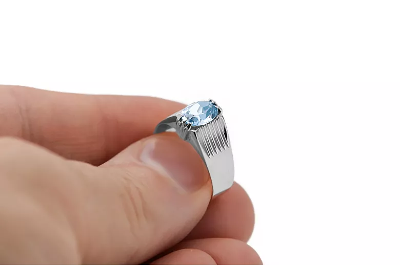 Anillo Aguamarina Plata de ley 925 Artesanía vintage vrc007s